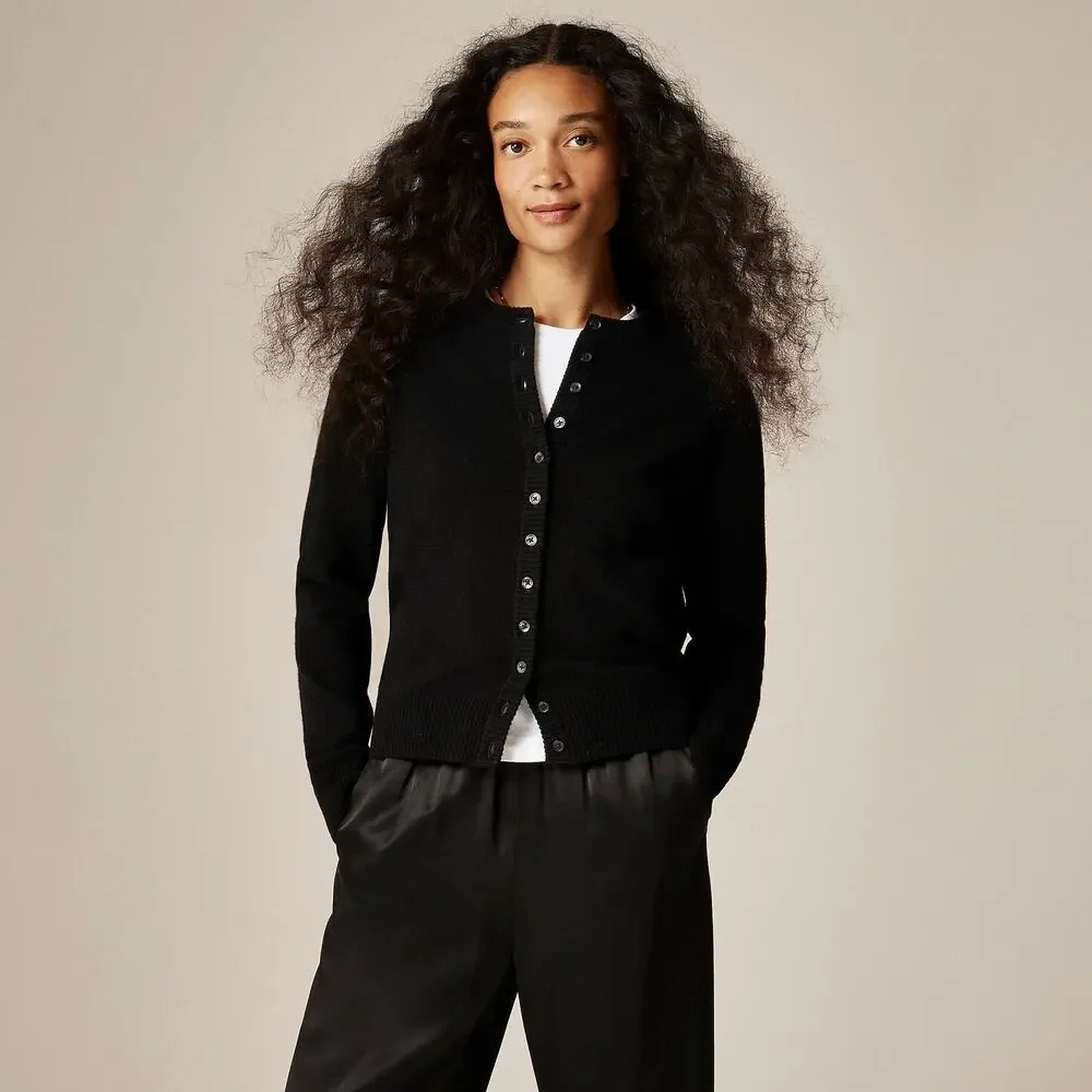 J. Crew Women's Perfect Cashmere Cardigan Sweater Long Sleeve Black Size S NWT